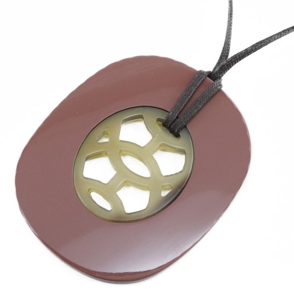 HERMES Lift GM Necklace 044536FL Brown Buffalo horn Women - Picture 3 of 9